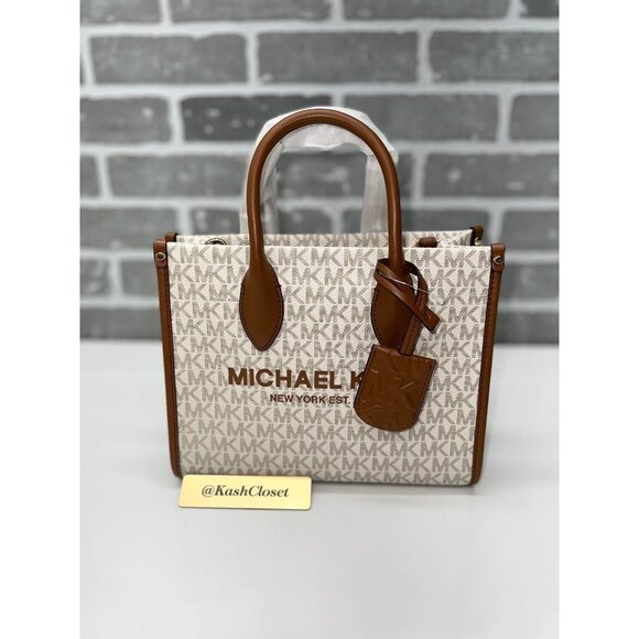 Michael Kors tote mirella small shopper top zip handbag crossbody Vanilla - Picture 2 of 9